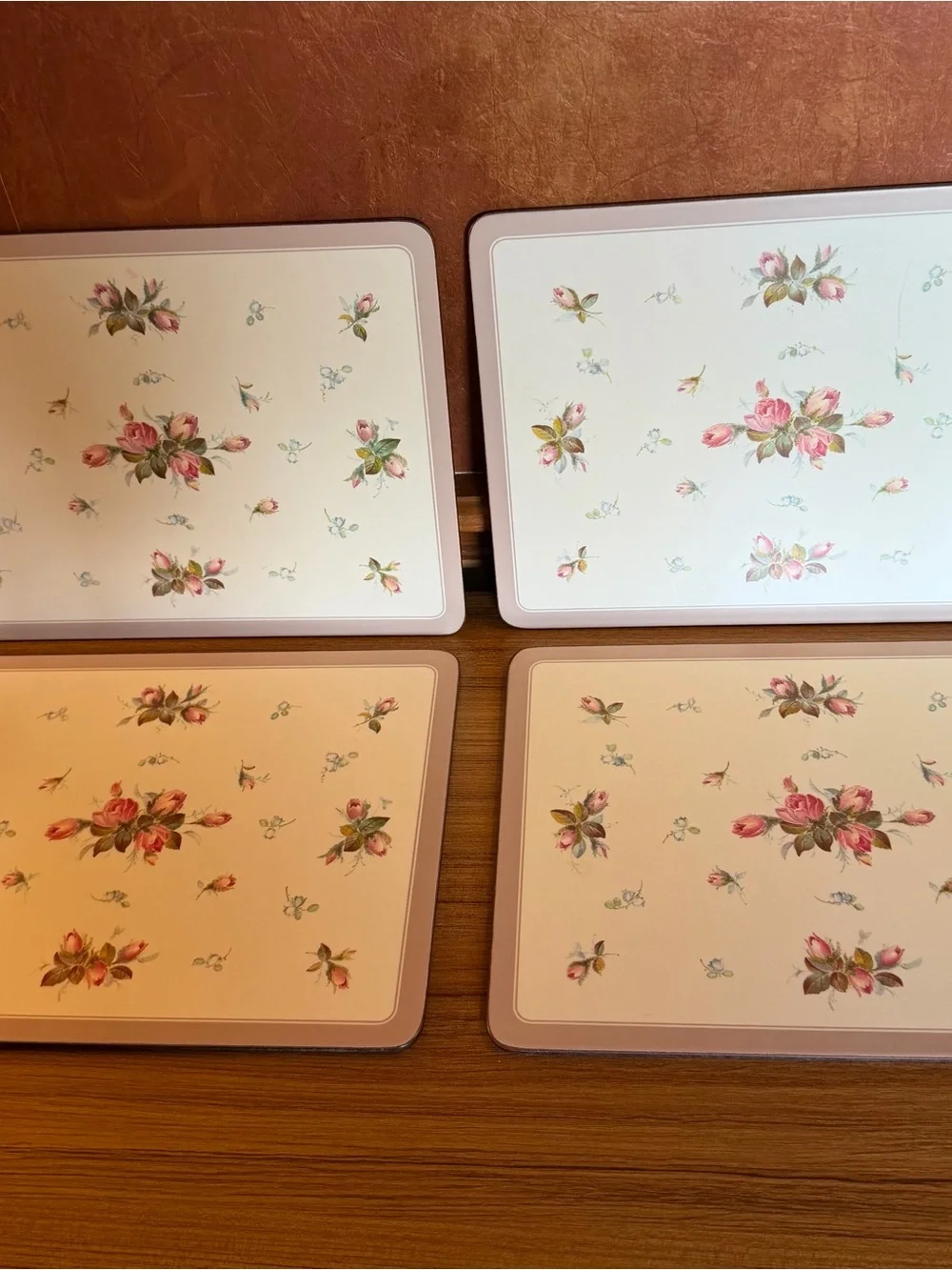 VTG Pimpernel Rosebud Placemats Set of 4 Cork Back Hardboard Pink English Rose